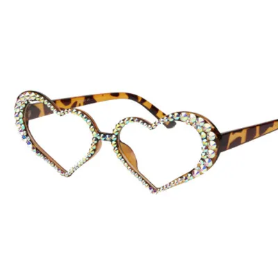 Heart Shape Full Rhinestone Frame Vintage Sunglasses for Women
