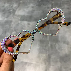 Heart Shape Full Rhinestone Frame Vintage Sunglasses for Women