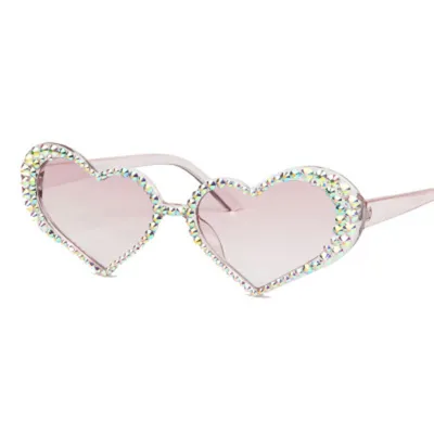 Heart Shape Full Rhinestone Frame Vintage Sunglasses for Women