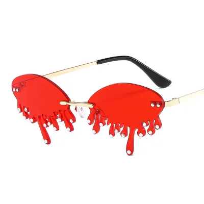 Women Tears Shape Rhinestone Decor Sunglasses UV400