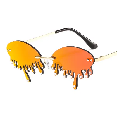 Women Tears Shape Rhinestone Decor Sunglasses UV400