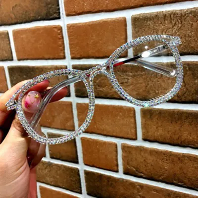 Fashion Rhinestone Decor Square Frame Vintage Sunglasses