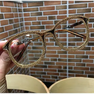 Fashion Rhinestone Decor Square Frame Vintage Sunglasses