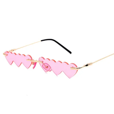 Fashion Siamese Heart-shape Frameless Sunglasses Avant-garde Metal Resin