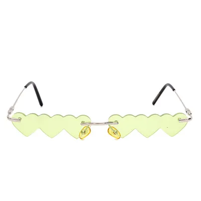 Fashion Siamese Heart-shape Frameless Sunglasses Avant-garde Metal Resin