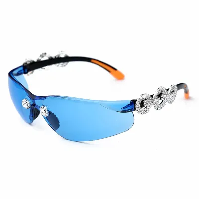 Fashion Rhinestone Decor Sport Polygon UV Protection Sunglasses