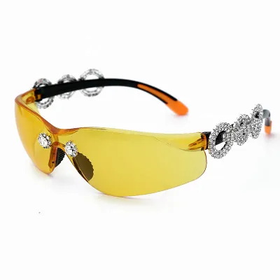 Fashion Rhinestone Decor Sport Polygon UV Protection Sunglasses