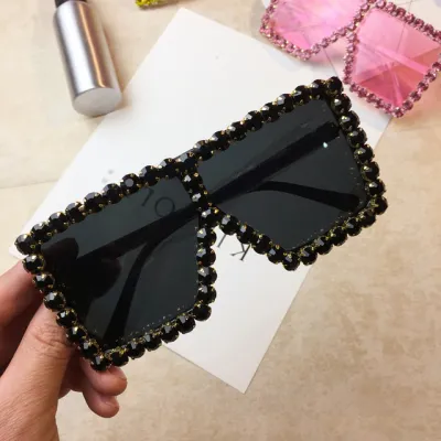 Fashion Street Shooting Big Frame Rhinestone Sunglasses
