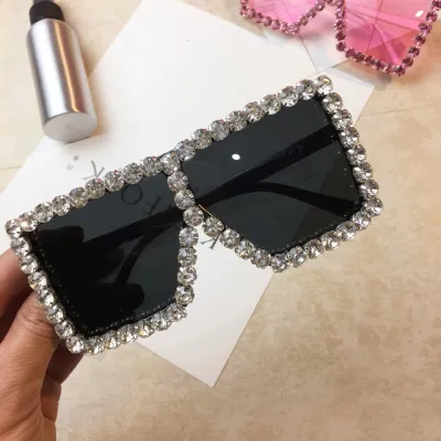 Fashion Street Shooting Big Frame Rhinestone Sunglasses