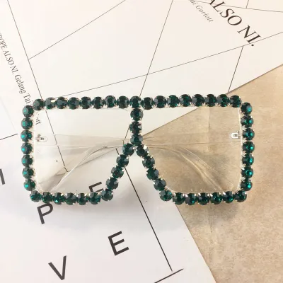 Fashion Street Shooting Big Frame Rhinestone Sunglasses