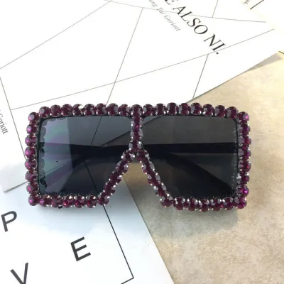 Fashion Street Shooting Big Frame Rhinestone Sunglasses