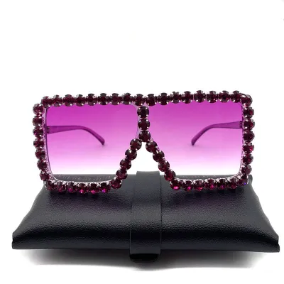 Fashion Street Shooting Big Frame Rhinestone Sunglasses