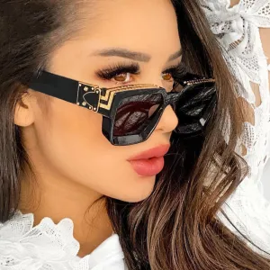 Trendy Rivet Design Square Frame Unisex Sunglasses