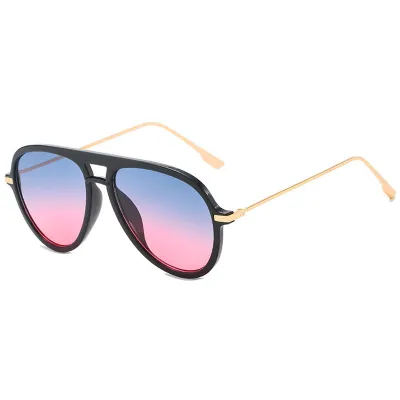 Retro Frame Design Anti-UV Pilot Sunglasses Special-Shaped Mirror