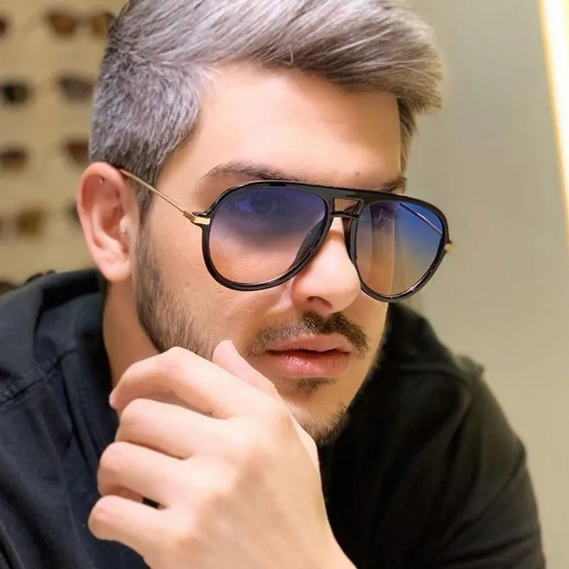 Retro Frame Design Anti-UV Pilot Sunglasses Special-Shaped Mirror