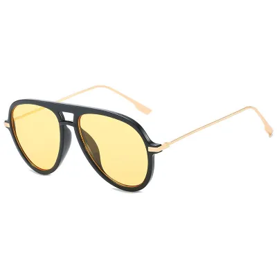 Retro Frame Design Anti-UV Pilot Sunglasses Special-Shaped Mirror