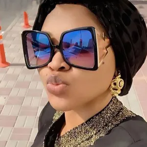 Large Frame Butterfly Sunglasses with Lightning Shape Temple Metal PC Accessories