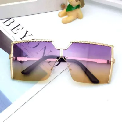 Oversized Square Frame Resin Lens Metal Sunglasses For Women Men