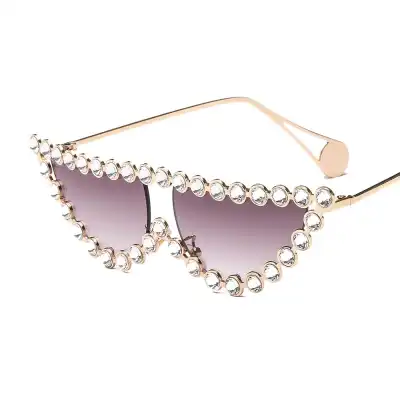 Fashion Diamond Frame Cat Eye Women Sunglasses