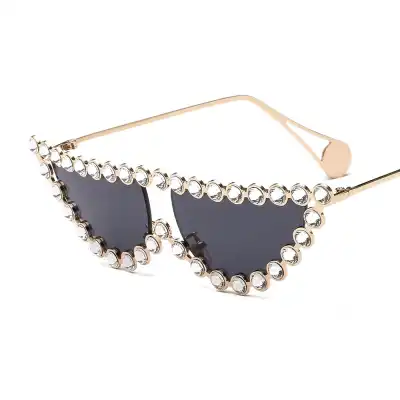 Fashion Diamond Frame Cat Eye Women Sunglasses
