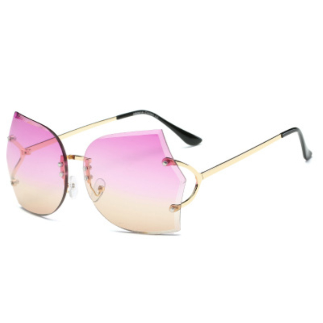 Wholesale Unique Frameless Metal Temple Sunglasses