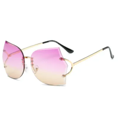 Unique Frameless Metal Temple Sunglasses