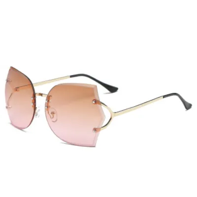 Unique Frameless Metal Temple Sunglasses
