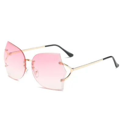 Unique Frameless Metal Temple Sunglasses