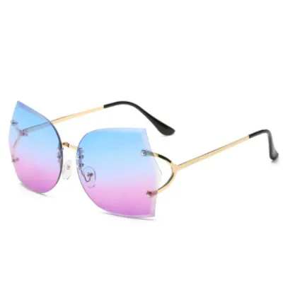 Unique Frameless Metal Temple Sunglasses