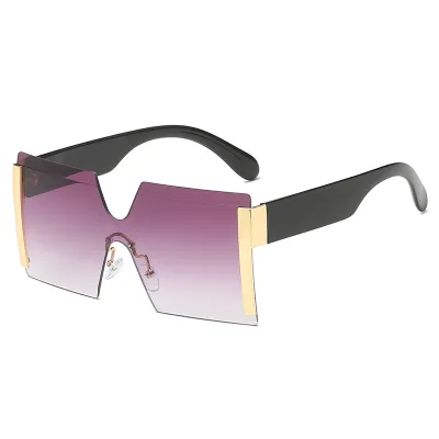 Fashion Square Lens Frameless Metal Decor Sunglasses