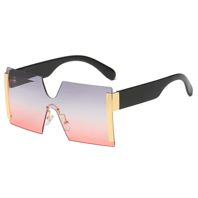 Fashion Square Lens Frameless Metal Decor Sunglasses
