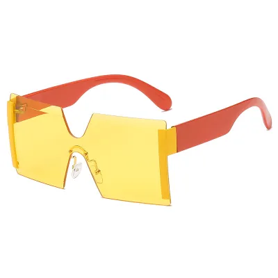 Fashion Square Lens Frameless Metal Decor Sunglasses