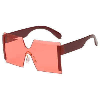 Fashion Square Lens Frameless Metal Decor Sunglasses