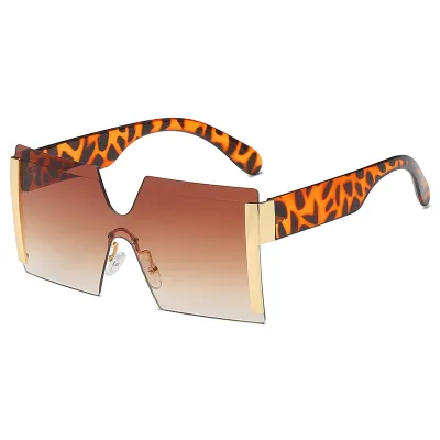 Fashion Square Lens Frameless Metal Decor Sunglasses