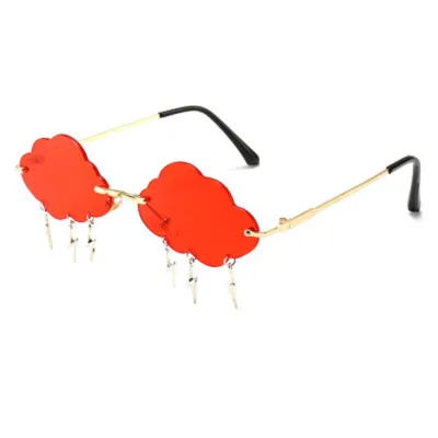 Retro Frameless Cloud Lightning Pendant Polygon Lady Sunglasses