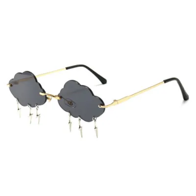 Retro Frameless Cloud Lightning Pendant Polygon Lady Sunglasses