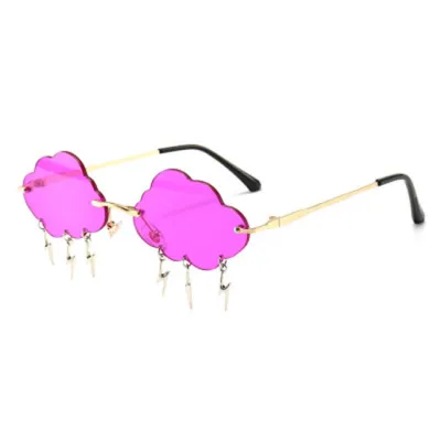 Retro Frameless Cloud Lightning Pendant Polygon Lady Sunglasses