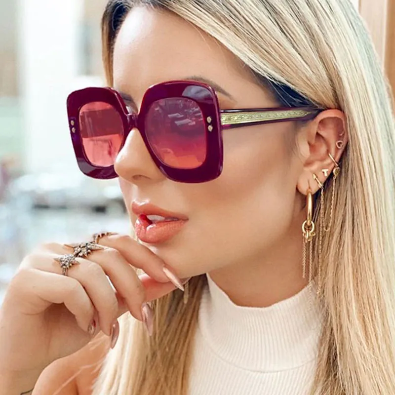 Women Fashion Nail Decor Square Sunglasses