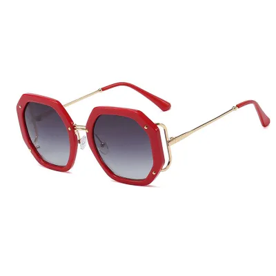 Women Fashion Polygon Frame Sunglasses with PC Lens and Metal