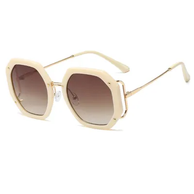 Women Fashion Polygon Frame Sunglasses with PC Lens and Metal