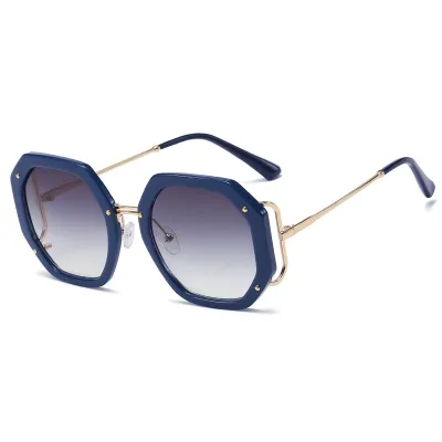 Women Fashion Polygon Frame Sunglasses with PC Lens and Metal