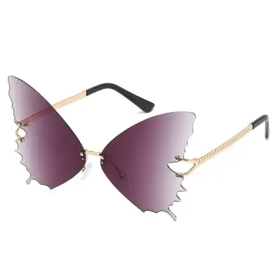 Women Butterfly Shape Design Frameless Gradient Color Sunglasses