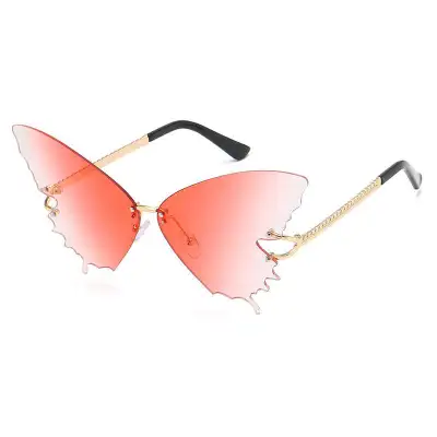 Women Butterfly Shape Design Frameless Gradient Color Sunglasses