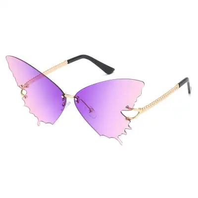 Women Butterfly Shape Design Frameless Gradient Color Sunglasses