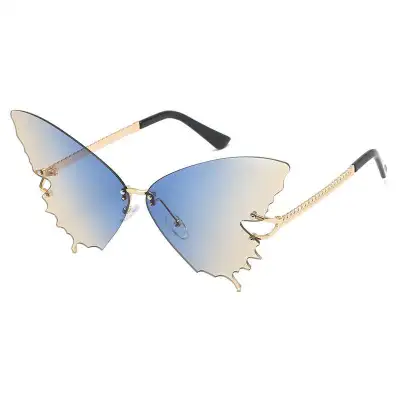 Women Butterfly Shape Design Frameless Gradient Color Sunglasses