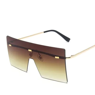 Unisex One-piece Lens Frameless Metal Vintage Sunglasses