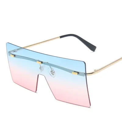 Unisex One-piece Lens Frameless Metal Vintage Sunglasses