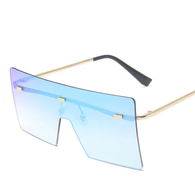 Unisex One-piece Lens Frameless Metal Vintage Sunglasses