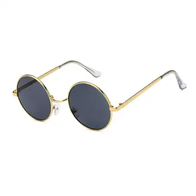 Women Retro Metal Round Frame Sunglasses Resin Lens