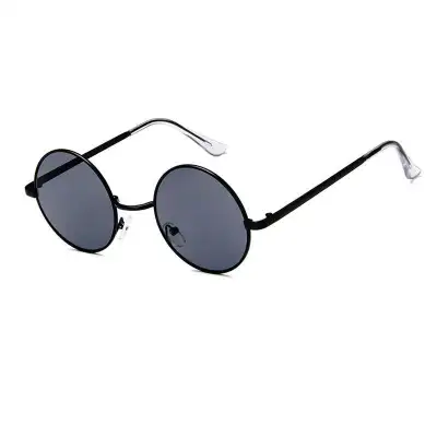 Women Retro Metal Round Frame Sunglasses Resin Lens